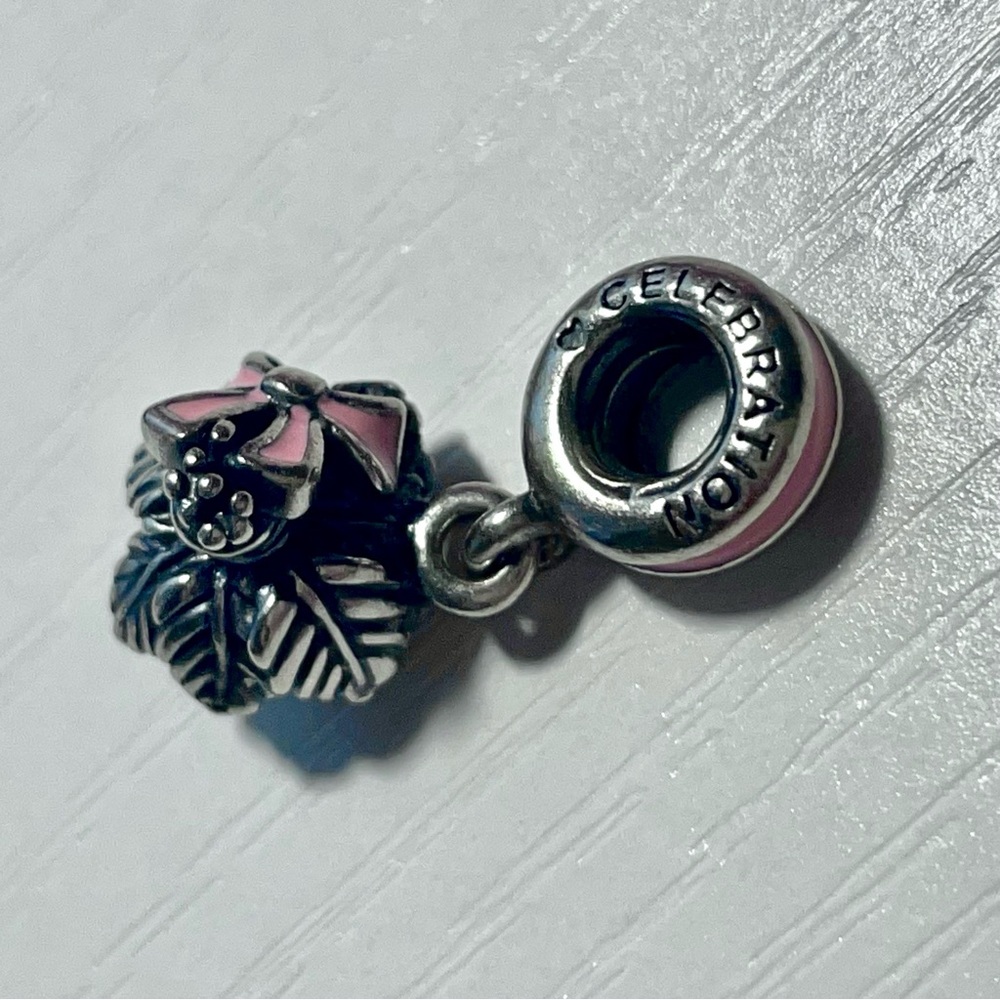 Authentic Pandora Everlasting Pink Bouquet Dangle Charm 791106 - Picture 2 of 4